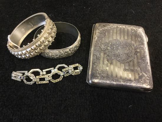 Silver cigarette case & bangles